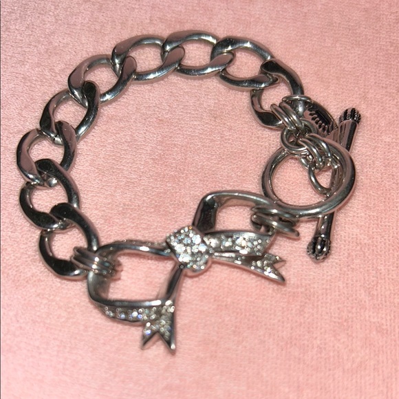 Vintage Juicy Couture Silver Chain Bracelet with Bling Bow - Picture 2 of 15